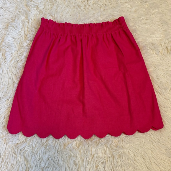 J.Crew Scalloped Pink Mini Skirt Hot Pink Mini Skirt Scalloped Skirt - Picture 3 of 6